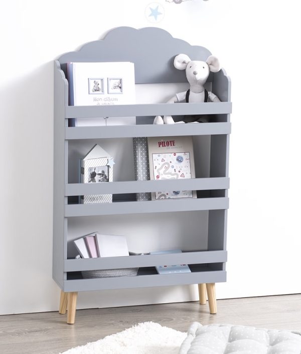 Bokhylla moln till barnrummet, grå
