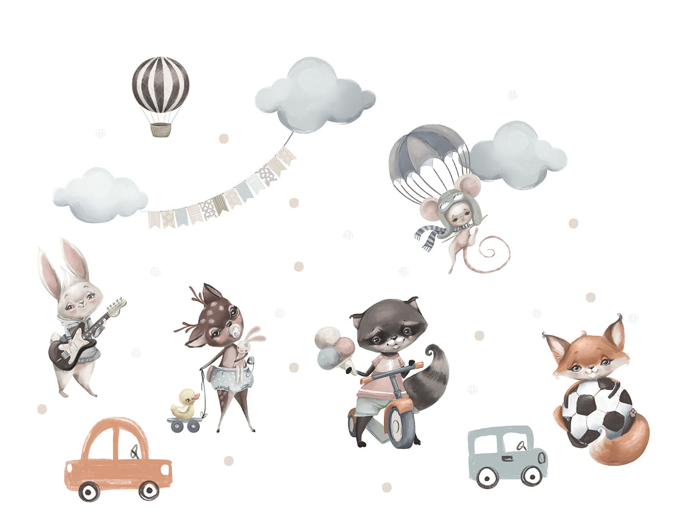 Väggklistermärke Flying friends