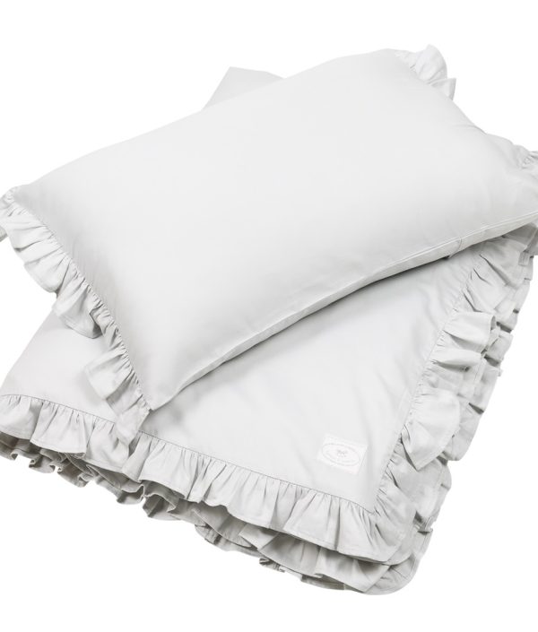 Ljusgrå bäddset junior 100x135 med volang, Cotton & Sweets