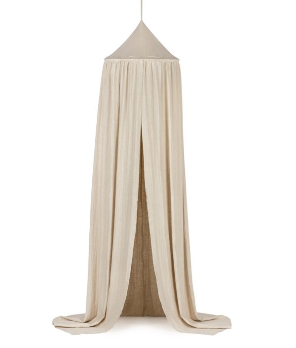 Natur/beige sänghimmel av linne till barnrummet med ljusslinga , Cotton&Sweets