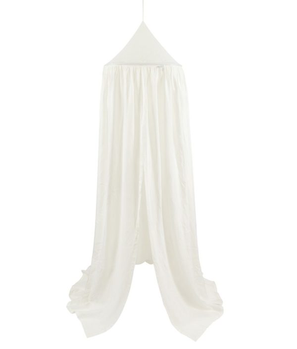 Vit sänghimmel av linne till barnrummet med ljusslinga, Cotton&Sweets