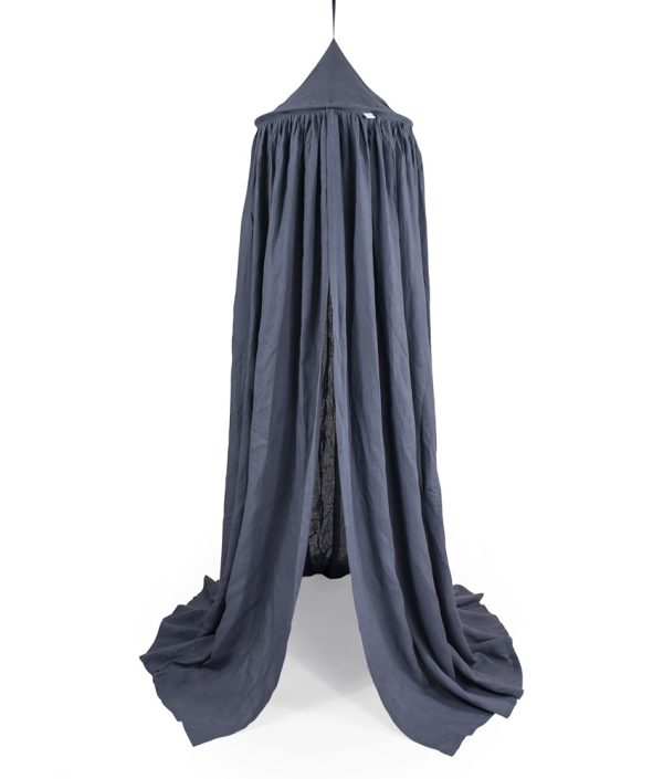 Denim sänghimmel av linne till barnrummet med ljusslinga, Cotton & Sweets