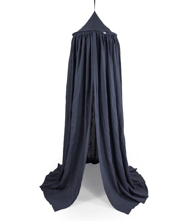 Grafit sänghimmel av linne till barnrummet med ljusslinga, Cotton&Sweets