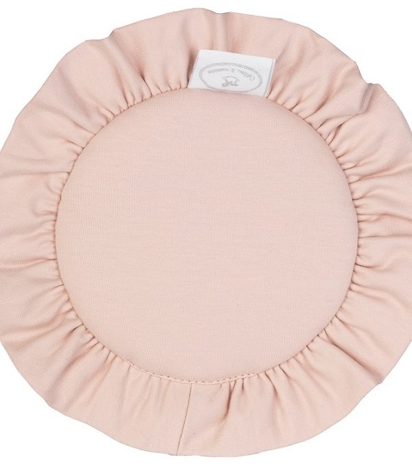 Rosa rund matta med volang till dockhuset, Cotton&Sweets