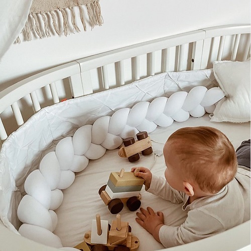 Spjälsängsskydd flätad, Vit - Bild 6