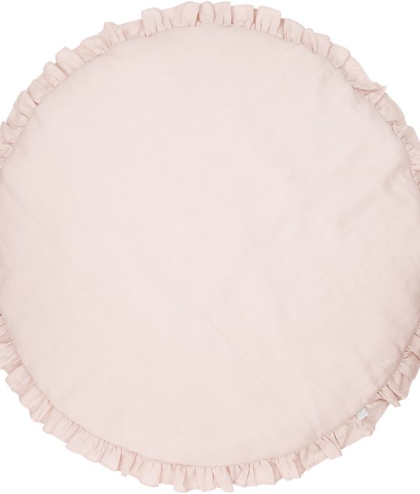 Puderrosa lekmatta DeLuxe av linne med volang, Cotton & Sweets