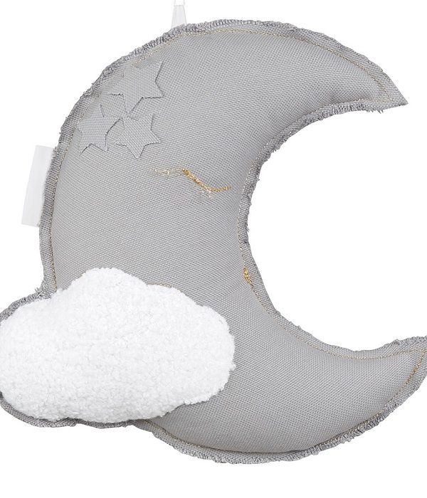 Cotton & Sweets, sängmobil väggdekoration grå måne