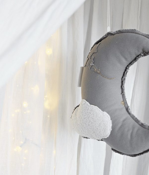 Cotton & Sweets, sängmobil väggdekoration grå måne