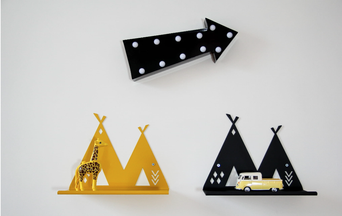 Hylla i metall till barnrummet, mustard Tipi - Bild 2