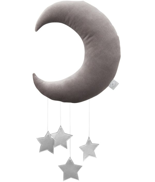 Sängmobil grå måne med silver stjärnor, Cotton & Sweets