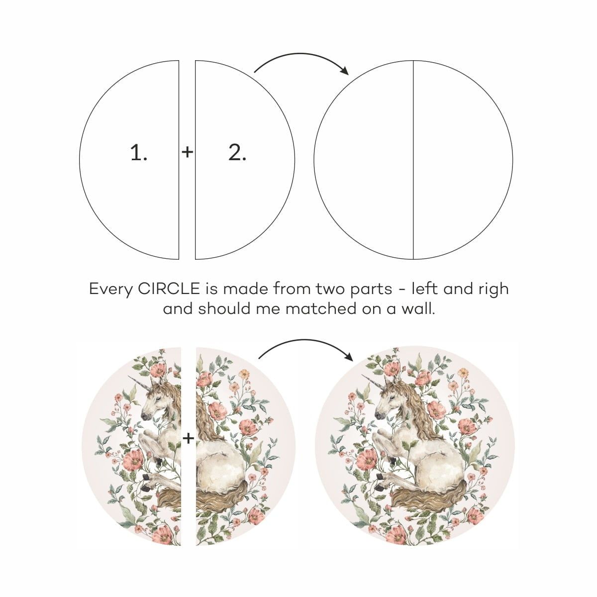 Dekornik, Unicorn in a circle, väggklistermärken till barnrum - Bild 3