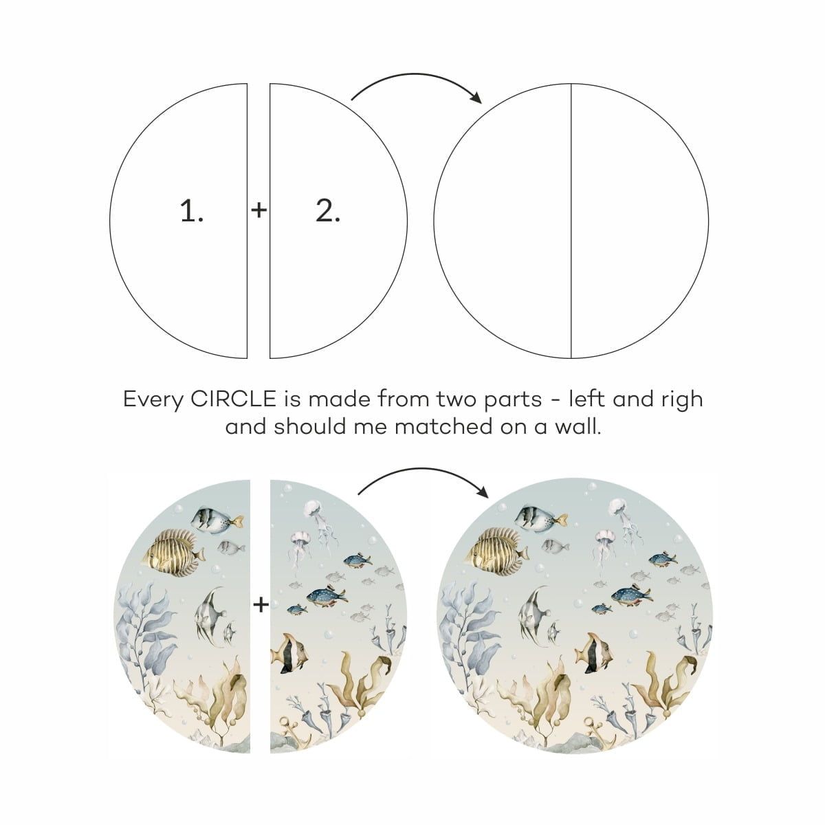 Dekornik, Sea world in a circle, väggklistermärken till barnrum - Bild 4