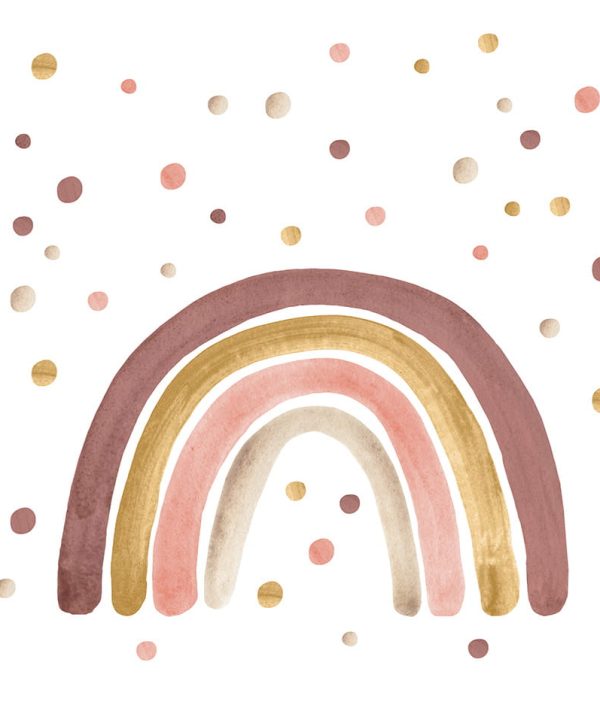 Babylove, väggklistermärke regnbåge med prickar, dusty pink