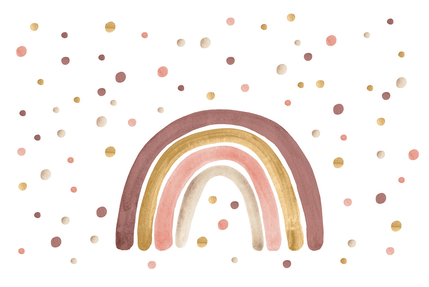 Babylove, väggklistermärke regnbåge med prickar, dusty pink