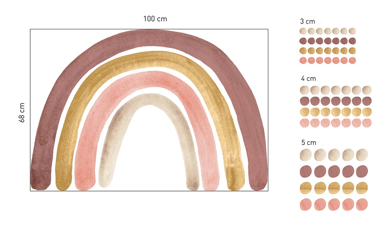 Babylove, väggklistermärke regnbåge med prickar, dusty pink - Bild 4