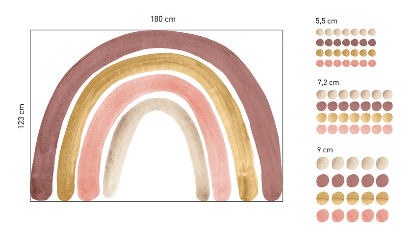 Babylove, väggklistermärke regnbåge med prickar, dusty pink - Bild 5