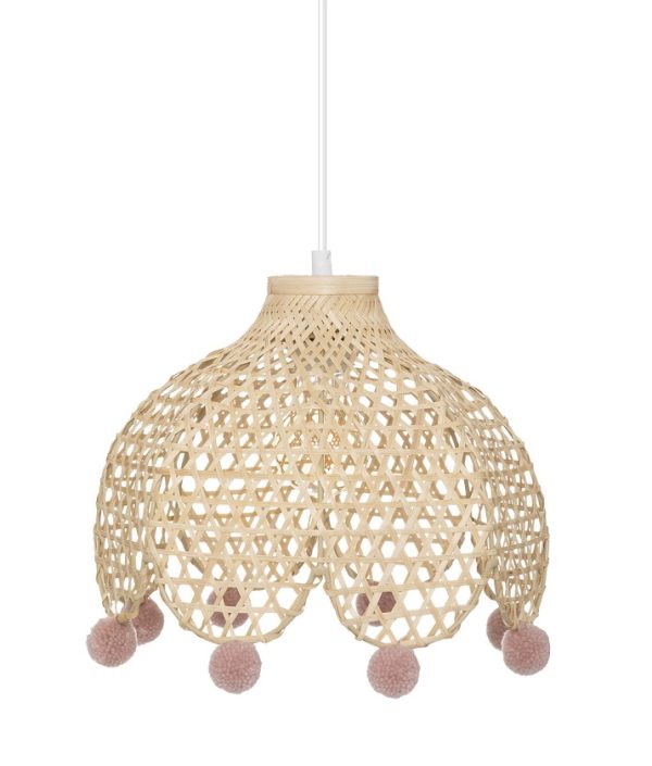 Bambu taklampa med rosa pompom