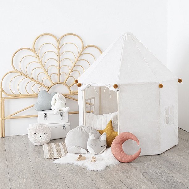 Lektält med pompom till barnrummet, ecru - Bild 3