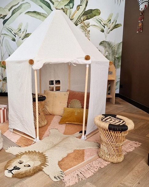 Lektält med pompom till barnrummet, ecru - Bild 4