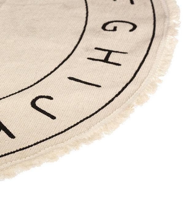 Rund matta till barnrummet, abc natural/black