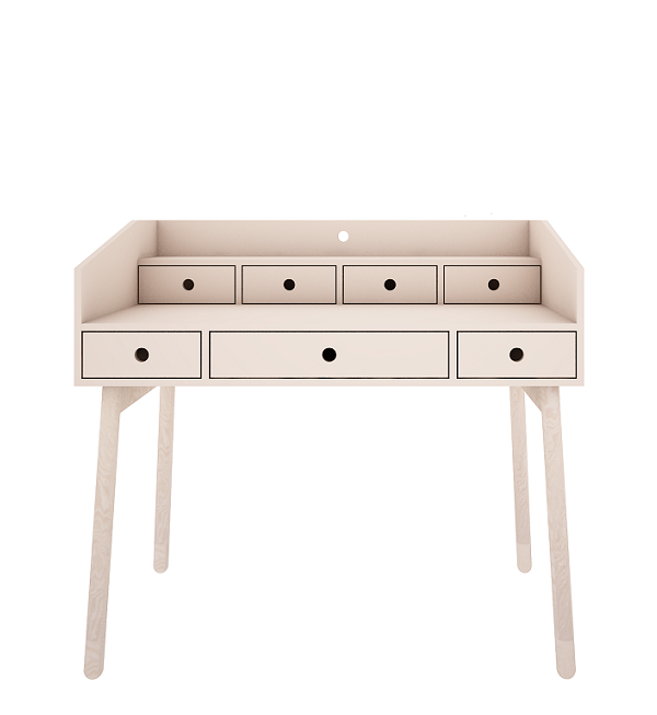 Woodluck, sand beige skrivbord med lådor, River