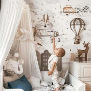 Väggdekoration vit cirkuselefant med beige mössa djurhuvud