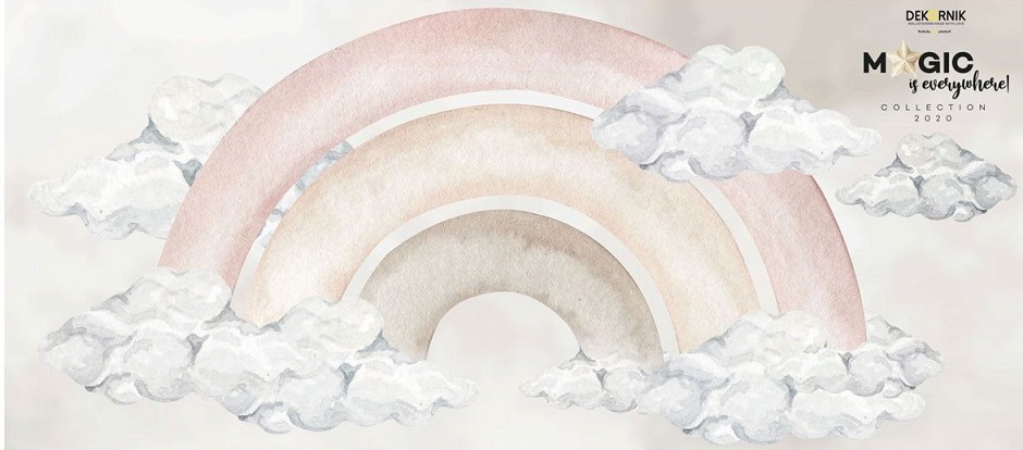 Dekornik, väggklistermärke Stor rosa regnbåge