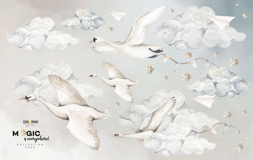 Dekornik, väggklistermärke Svanar