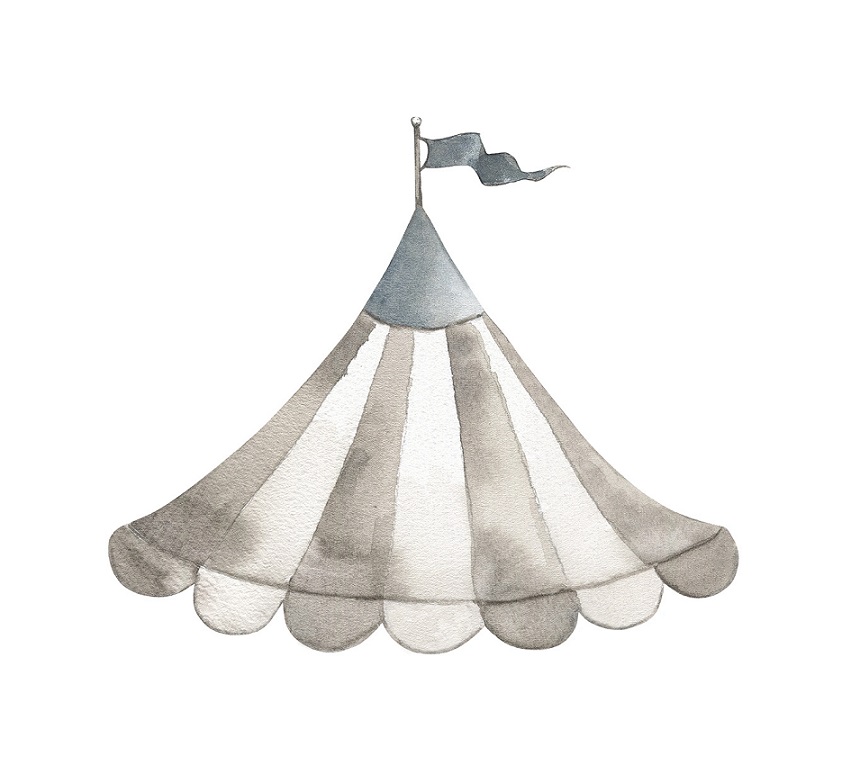 Babylove, väggklistermärke Cirkustak dusty blue