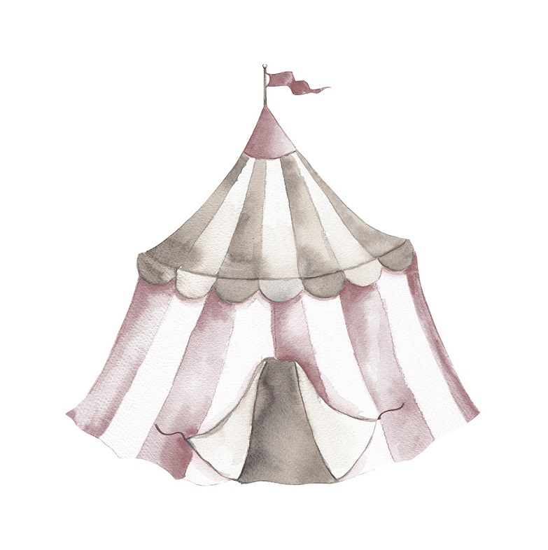Babylove, väggklistermärke Cirkustält dusty pink