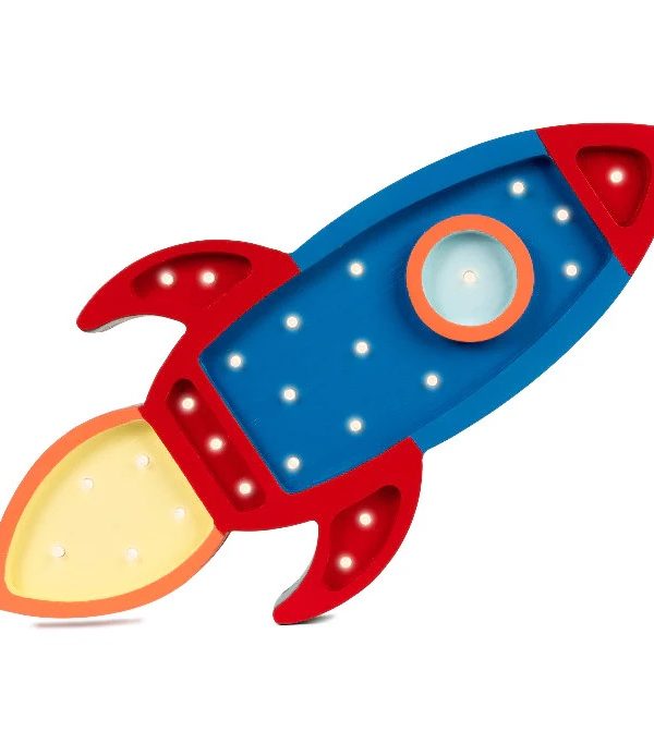 Little Lights, Nattlampa till barnrummet, Rymdraket blå/röd/gul