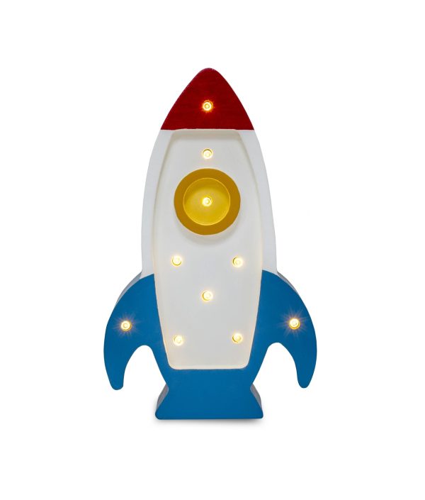 Little Lights, Nattlampa till barnrummet, Rymdraket mini Vit/Blå/Gul