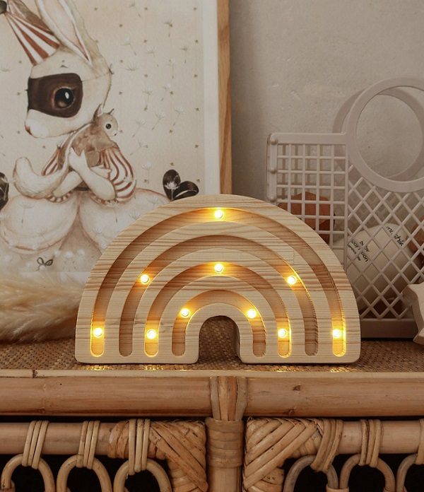 Little Lights, Nattlampa till barnrummet, Regnbåge MINI trä