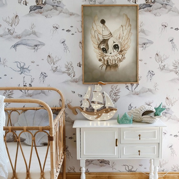 Little Lights, Nattlampa till barnrummet, Vit/natur skepp - Bild 4