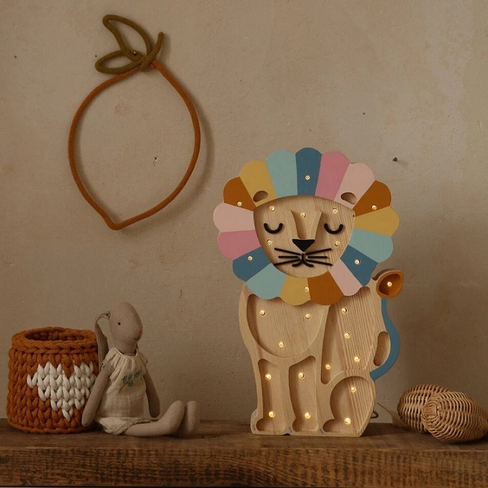 Little Lights, Nattlampa till barnrummet, Lejon rainbow retro - Bild 3