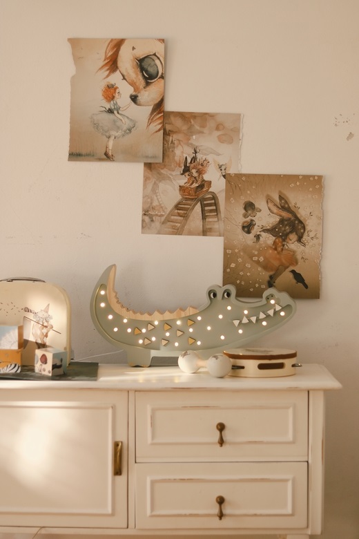 Little Lights, Nattlampa till barnrummet, Krokodil ljusgrön - Bild 5