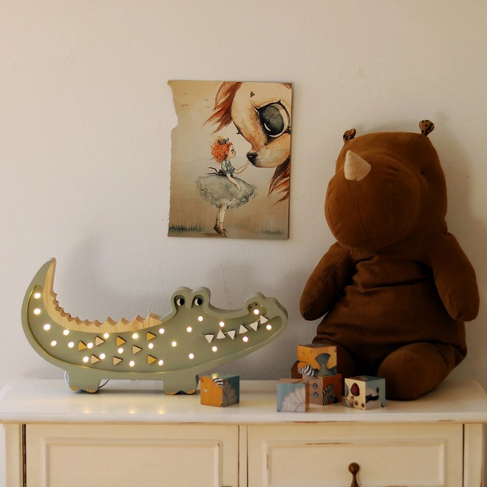 Little Lights, Nattlampa till barnrummet, Krokodil ljusgrön - Bild 2