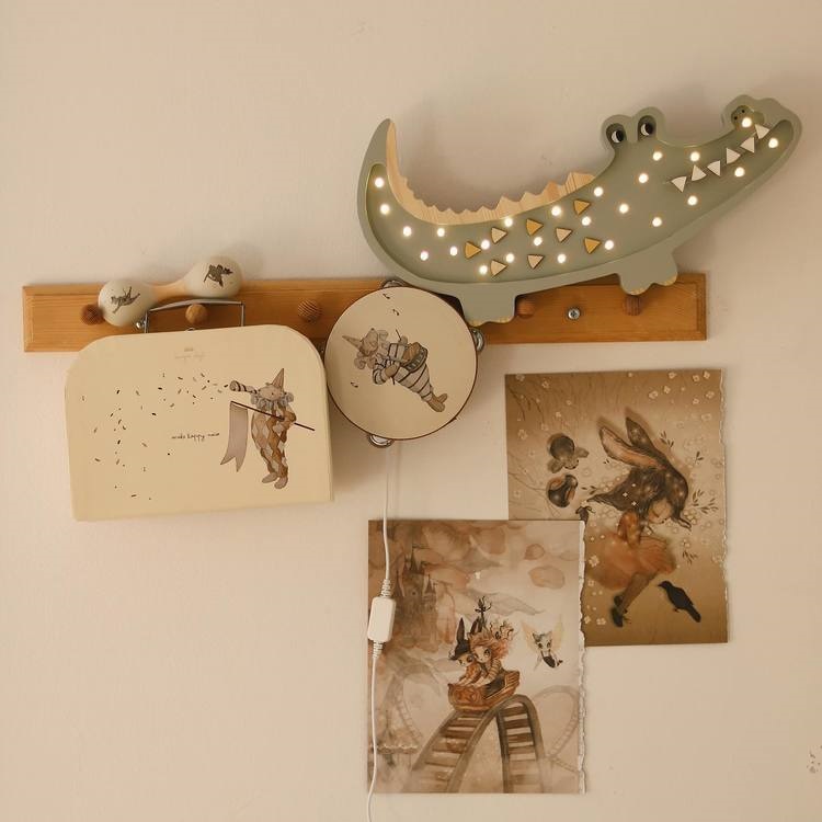 Little Lights, Nattlampa till barnrummet, Krokodil ljusgrön - Bild 6