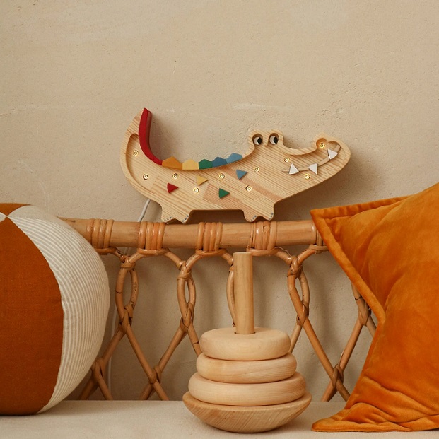 Little Lights, Nattlampa till barnrummet, Krokodil mini trä - Bild 4