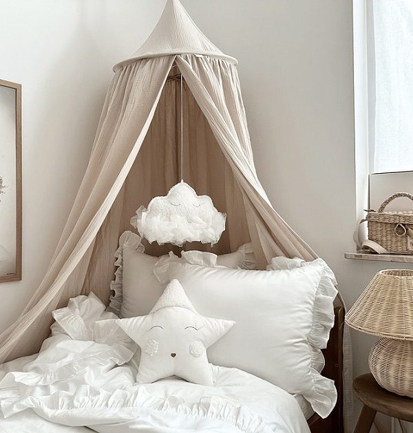 Beige sänghimmel i muslinbomull, Cotton & Sweets