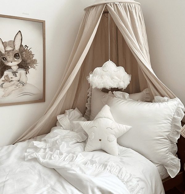 Stor maxi beige sänghimmel i muslinbomull, Cotton & Sweets