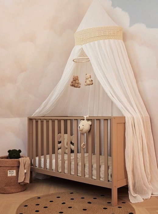 Jollein, boho sänghimmel med spets, vintage ivory