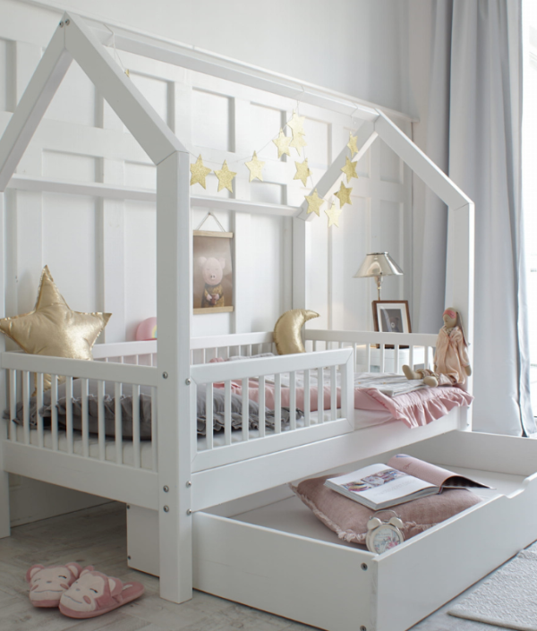 Vit hussäng Alex 80x160 cm med förvaringslåda