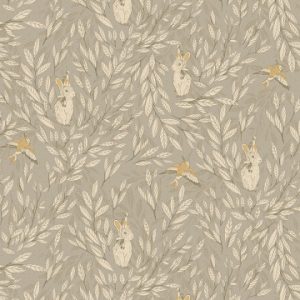 Mrs Mighetto, tapet Misty Leaf Fauna, Grey