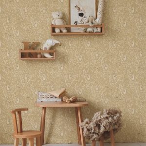 Mrs Mighetto, tapet Misty Leaf Fauna, Mustard