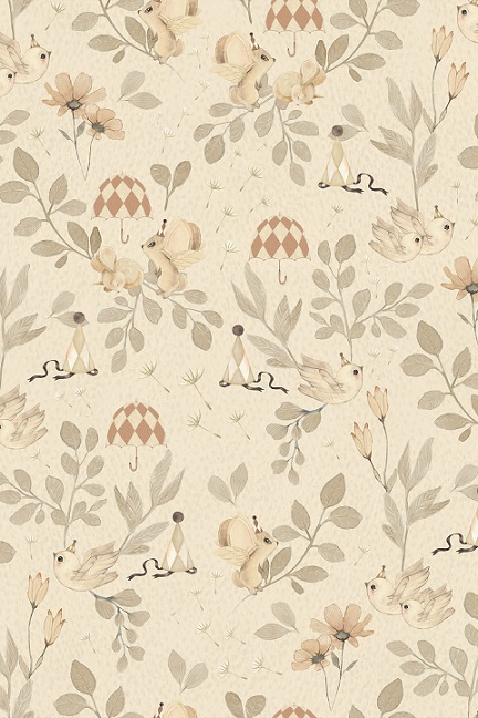 Mrs Mighetto, tapet Forest Flowers, Off White - Bild 2