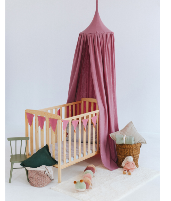 Babylove, Plum sänghimmel i bomullsmuslin med ljusslinga