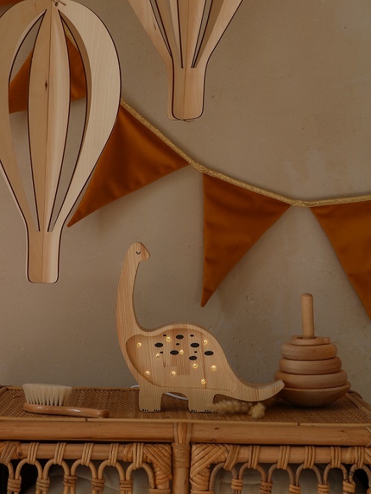 Little Lights, Nattlampa till barnrummet, Dino mini Trä - Bild 4