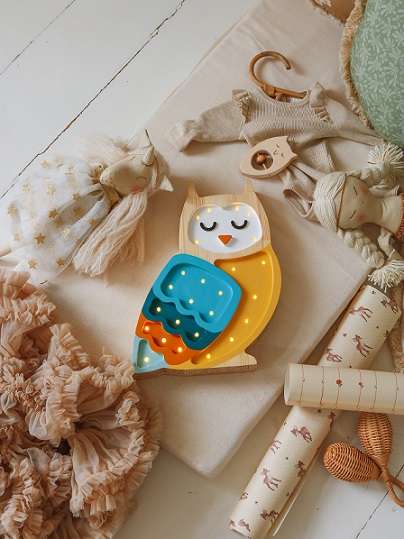 Little Lights, Nattlampa till barnrummet, Uggla Mustard/Blå - Bild 6