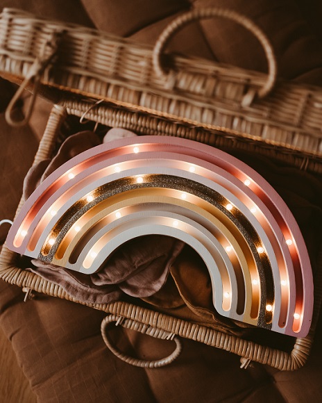 Little Lights, Nattlampa till barnrummet, Regnbåge Golden rose - Bild 6